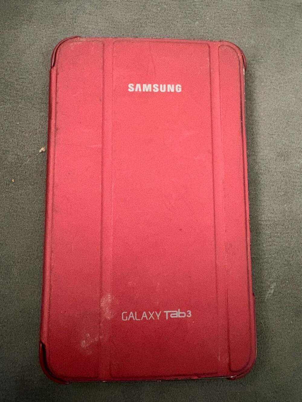 Samsung Galaxy Tab 3 Red Tablet SM-T210 For Parts or Repair Untested w/ Case